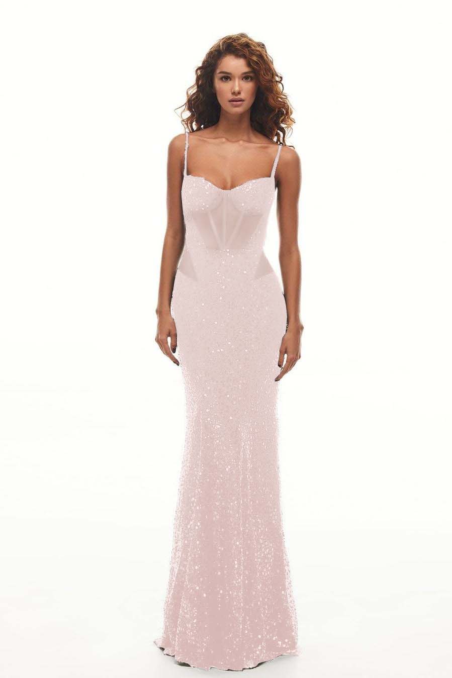 Spaghetti Strap Sweetheart Mermaid Long Prom Dress With Sequins BMBRIDE
