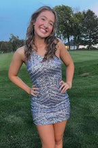 Fuchsia One Shoulder Sequins Tight Short Homecoming Dress Bmbride