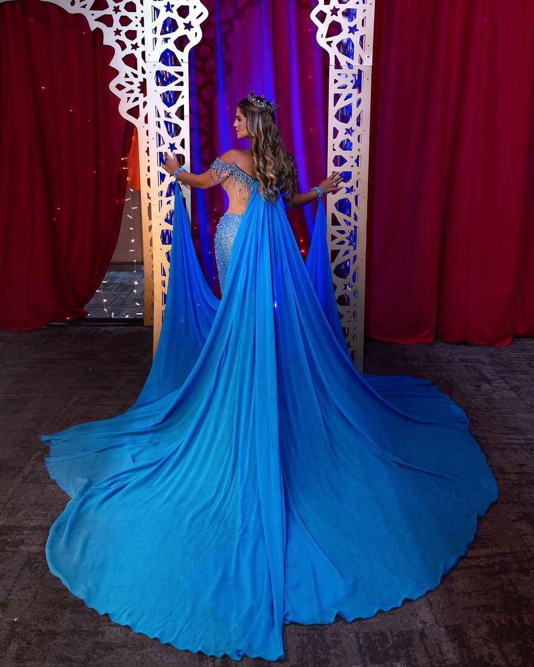 Heavy Off the Shoulder Mermaid Prom Dress Sequins Beading V Neck