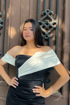 Off the Shoulder Sleeveless Mermaid Long Prom Dress With Pleated