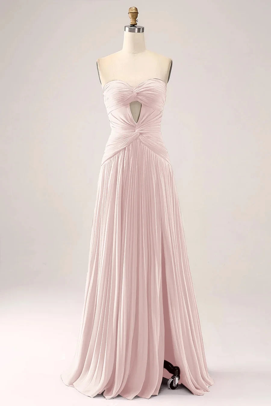 Gorgeous Fuchsia Strapless Cut Out Draped Pleated Prom Dress BMBRIDE