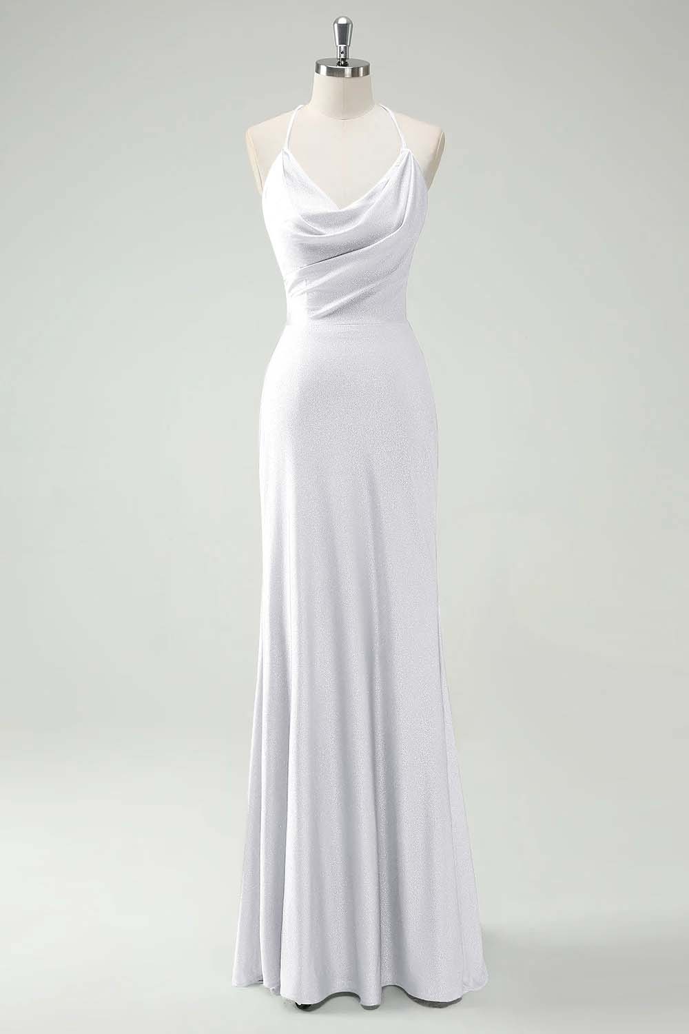 Chic Halter Sleeveless Long Mermaid Prom Dress With Pleated