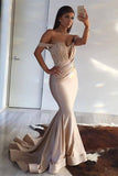 Dark Green Off-the-Shoulder Mermaid Evening Dress BM bride
