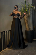 Strapless Long Sleeves Long Prom Dress With Pleated Appliques