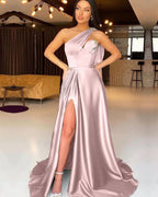 Dark Green One-Shoulder Mermaid Evening Dress with Split and Beadings BM bride