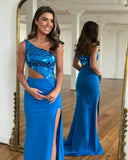 Fashionable Sheath One Shoulder Cut Mirror Sequins Prom Dress BM bride