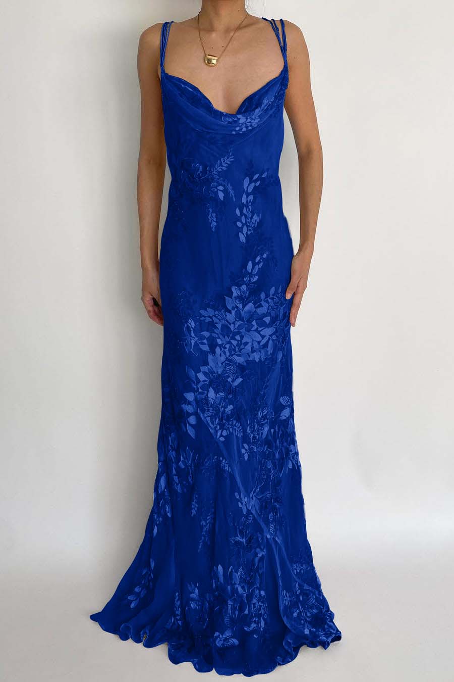 Spaghetti Strap Sleeveless Long Mermaid Prom Dress With Appliques BMBRIDE