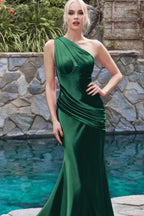 Elegant One-Shoulder Sleeveless Mermaid Prom Dress BM bride