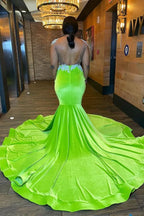 Light Green Strapless Evening Dress with Long Appliques BM bride