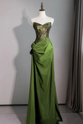 Spaghetti Strap Sleeveless Long Mermaid Prom Dress With Pleated BMBRIDE