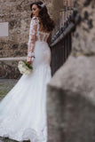 Sweetheart Long Sleeve Lace Mermaid Wedding Dress BM bride