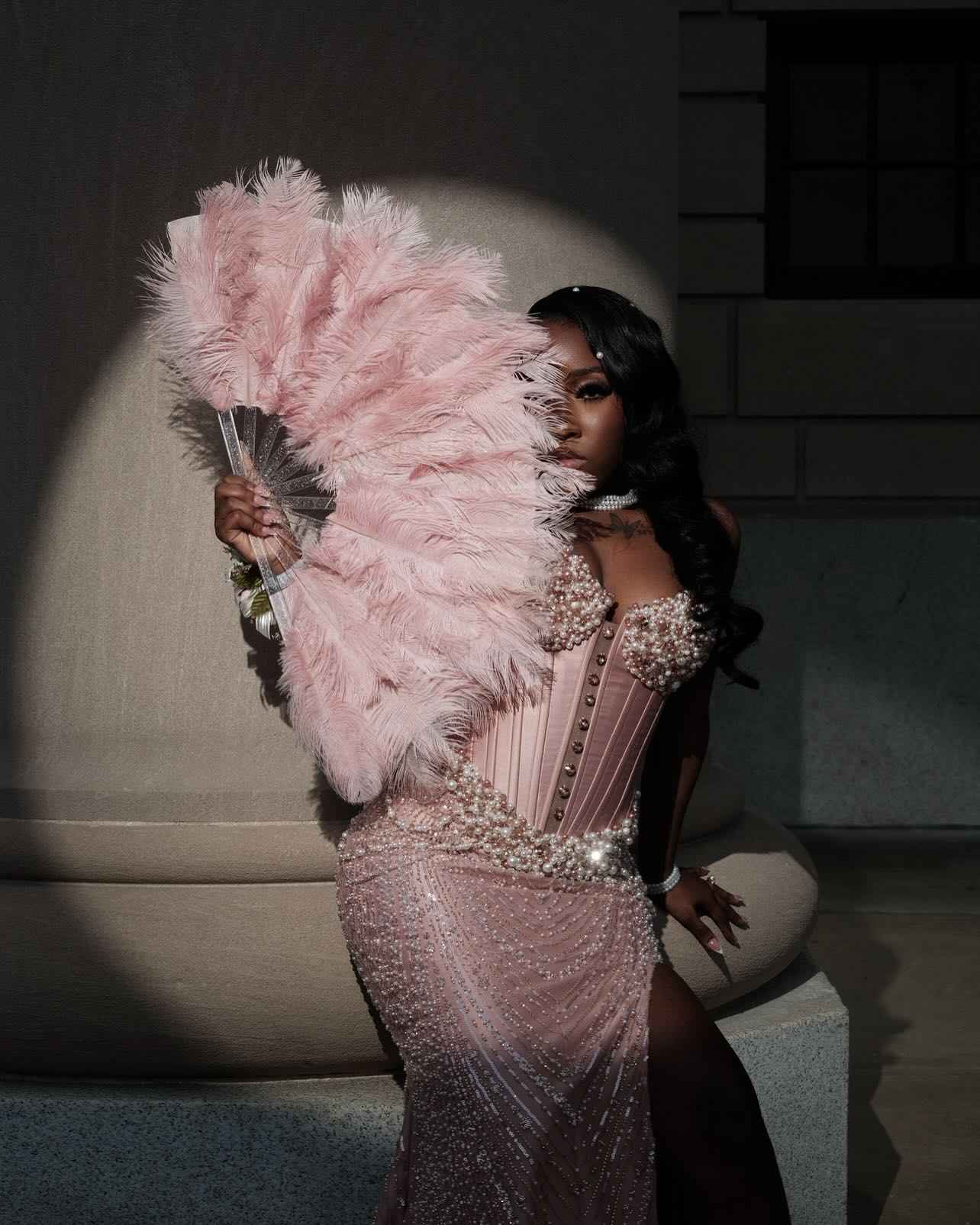 Pearl Perfection - Beaded Corset Mermaid Prom Dress with Detachable Sleeves