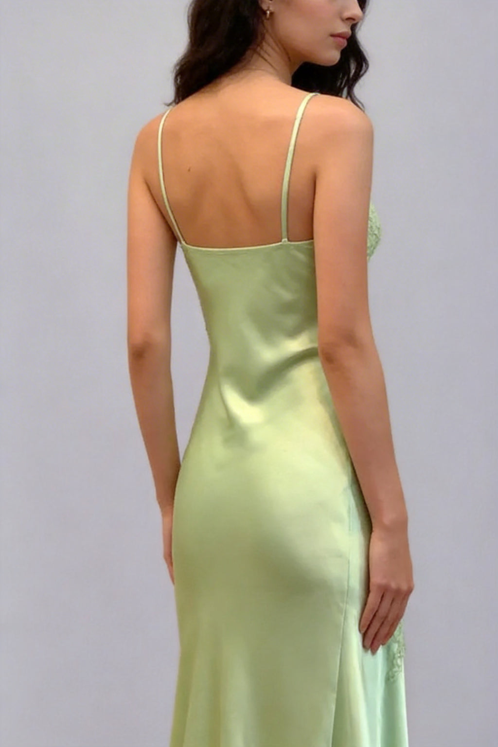 Spaghetti Strap V Neck Sleeveless Long Prom Dress With Appliques