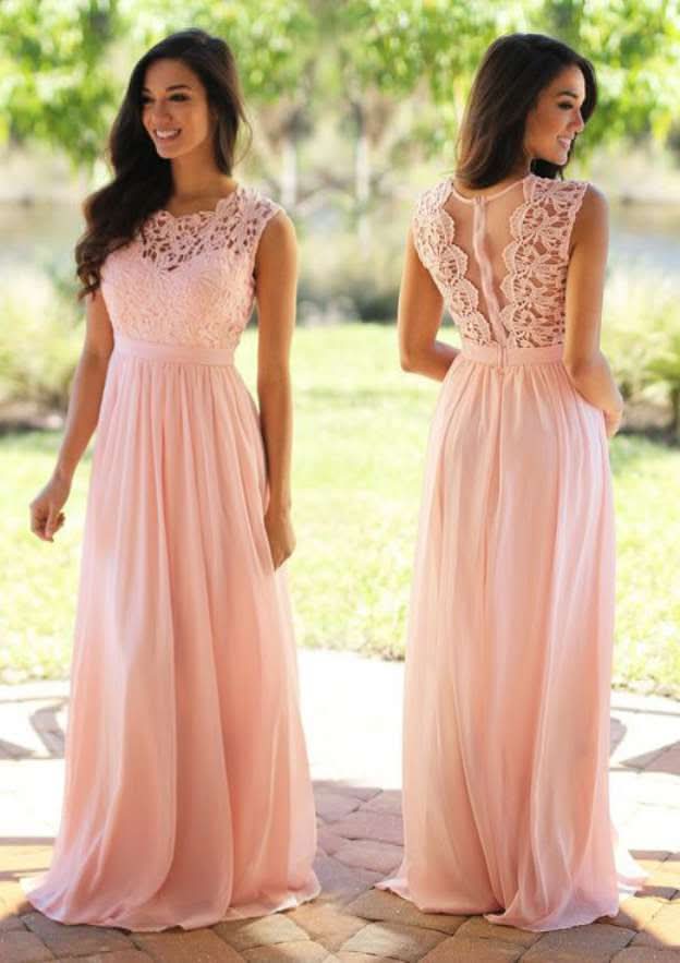 Floor-Length Chiffon Prom Dress, A-Line/Princess Cut, Bateau Neck, Sleeveless, With Appliqued BM bride