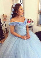 Enchanting Beaded Tulle Ball Gown Wedding Dress with Off-the-Shoulder Neckline and Long/Floor-Length Skirt BM bride