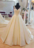 Classic A-Line/Princess Satin Wedding Dress with Sweetheart Neckline and Lace Court Train BM bride