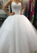Charming Beaded Tulle A-Line Wedding Dress with Sweetheart Neckline and Classic Court Train BM bride