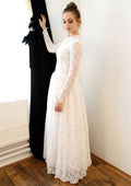 Classic Scoop Neck A-Line/Princess Lace Wedding Dress with Long/Floor-Length Skirt BM bride