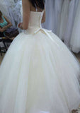 Glamorous Beaded Tulle A-Line Wedding Dress with Sweetheart Neckline and Long/Floor-Length Skirt BM bride