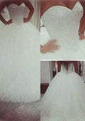 Charming Beaded Tulle A-Line Wedding Dress with Strapless Bodice and Court Train BM bride