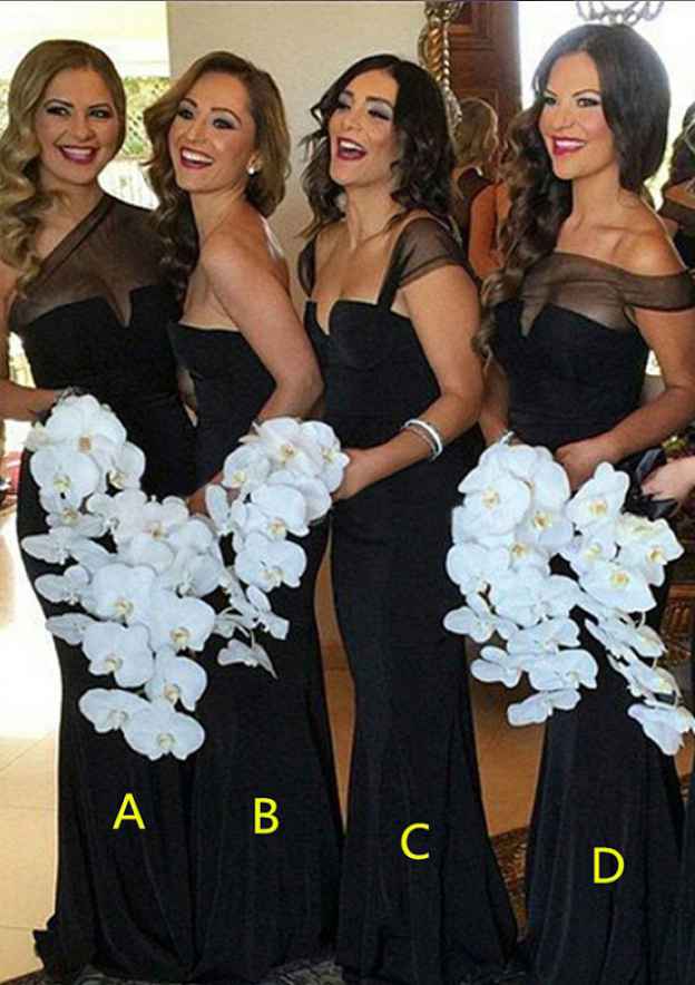 Floor-Length Elastic Satin Bridesmaid Dress, Sheath/Column Style, Sleeveless, Sweetheart Neck BM bride