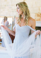Floor-Length Chiffon Bridesmaid Dress, A-Line/Princess Cut, Off-The-Shoulder, With Pleats BM bride