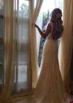 Refined Sheath/Column Chiffon Wedding Dress with Sweetheart Neckline and Elegant Court Train BM bride