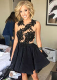 Lovely Chiffon Cocktail Dress A-Line Bateau Mini With Appliqued Details BM bride