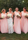 Floor-Length Chiffon Bridesmaid Dress, A-Line/Princess, One-Shoulder, With Pleats BM bride