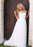 Sweetheart Lace A-Line/Princess Wedding Dress with Long/Floor-Length Tulle Skirt BM bride