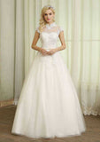 Lace High-Neck Tulle A-Line/Princess Wedding Dress with Long/Floor-Length Skirt BM bride
