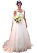 Beautiful Appliqued Lace Sweetheart A-Line/Princess Wedding Dress with Court Train BM bride