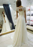 Graceful Lace Bateau Chiffon A-Line/Princess Long/Floor-Length Wedding Dress BM bride