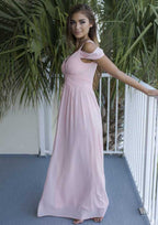 Floor-Length Chiffon Bridesmaid Dress, A-Line/Princess Cut, Sweetheart Neck, Sleeveless, With Pleats BM bride