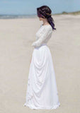 Classic Lace Bateau Chiffon A-Line/Princess Long/Floor-Length Wedding Dress BM bride