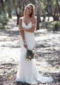 Elegant Appliqued Lace Trumpet/Mermaid Wedding Dress with Sweep Train, Sleeveless Sweetheart Neckline, and Zipper Closure BM bride