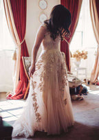 Beautiful Tulle A-Line/Princess Sweetheart Court Train Wedding Dress with Applique Embellishments BM bride