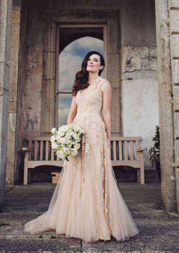 Beautiful Tulle A-Line/Princess Sweetheart Court Train Wedding Dress with Appliqued Embellishments BM bride