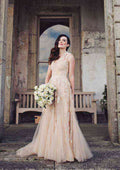Beautiful Tulle A-Line/Princess Sweetheart Court Train Wedding Dress with Appliqued Embellishments BM bride