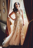 Beautiful Tulle A-Line/Princess Sweetheart Court Train Wedding Dress with Appliqued Embellishments BM bride
