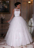 Graceful Tulle Ball Gown: Long Floor-Length Sleeveless Bateau Neck with Covered Buttons and Appliqued Details BM bride