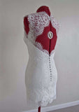 Romantic Sweetheart Short/Mini Lace Wedding Dress in Sleek Sheath/Column Design BM bride