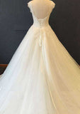 Pleated Sweetheart Lace A-Line/Princess Wedding Dress with Court Train BM bride