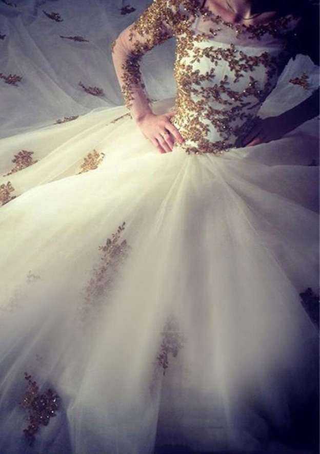 Beaded Bateau Ball Gown Wedding Dress with Lace and Court Train BM bride