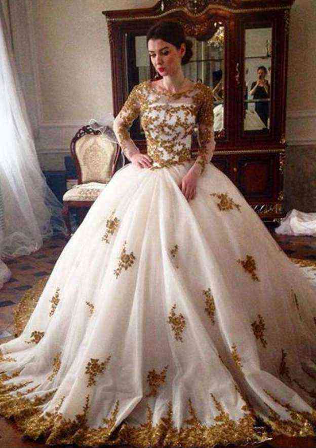 Beaded Bateau Ball Gown Wedding Dress with Lace and Court Train BM bride