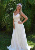 Lace A-Line/Princess Sweetheart Wedding Dress with Sweep Train and Appliqued Details BM bride