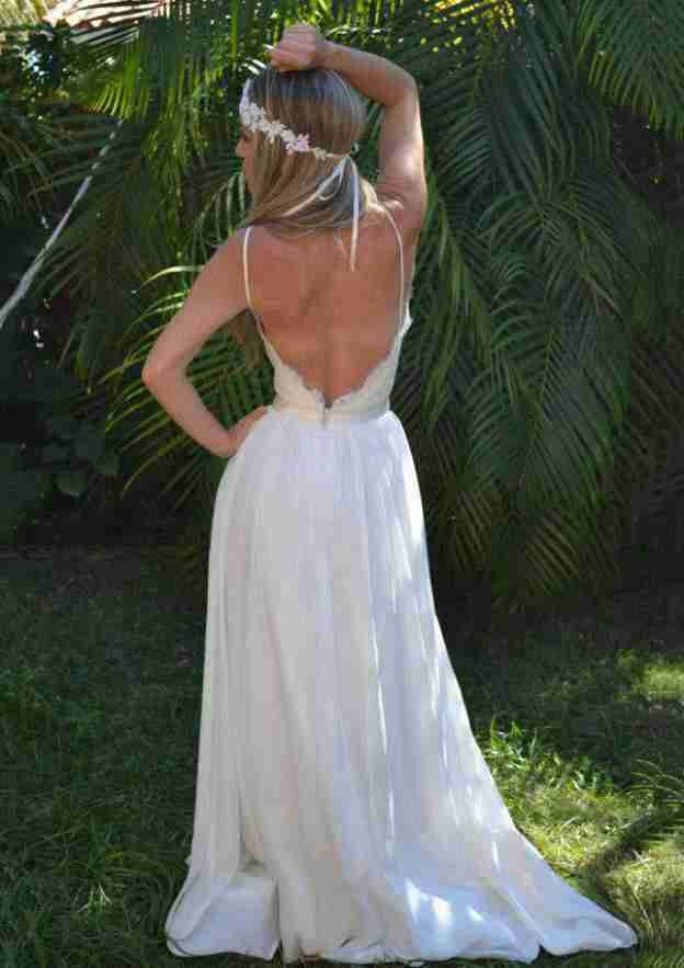 Lace A-Line/Princess Sweetheart Wedding Dress with Sweep Train and Appliqued Details BM bride