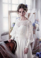 Beautiful Bateau Court Train Chiffon Wedding Dress with Bowknot in A-Line/Princess Style BM bride