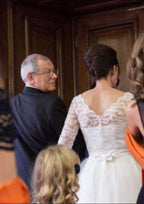 Chic Tulle Ball Gown: Bateau Neck Tea-Length with Lace Accents BM bride