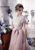 Bowknot Bateau Tulle A-Line/Princess Wedding Dress with Court Train BM bride